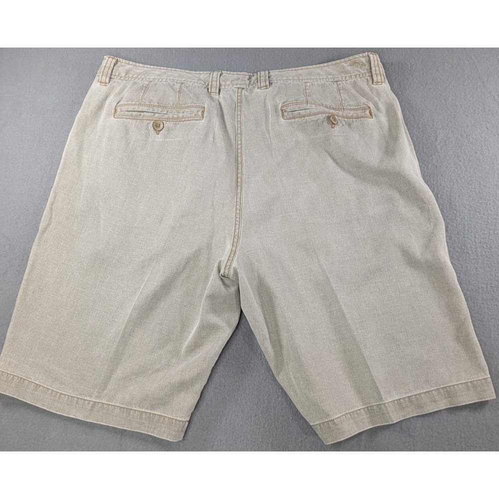 Tommy Bahama Mens Silk Cotton Herringbone Flat Front Shorts 36 Khaki Tan - Picture 3 of 10